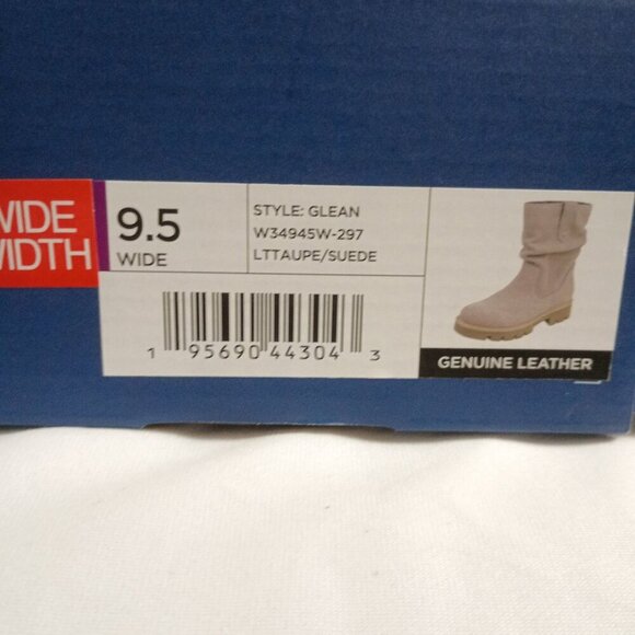 White Mountain Glean Mid Calf Boots Taupe Suede Leather 9.5W New in Box - Picture 2 of 10
